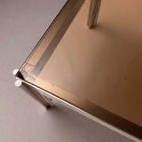 Aluminium coffee table with smoked glass by Georges Ciancimino, 1970.