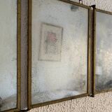 Vintage Art Nouveau gilded barber's triptych mirror 1920 - 21 x 48 cm