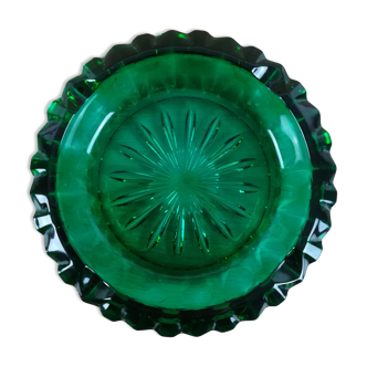 Green glass ashtray
