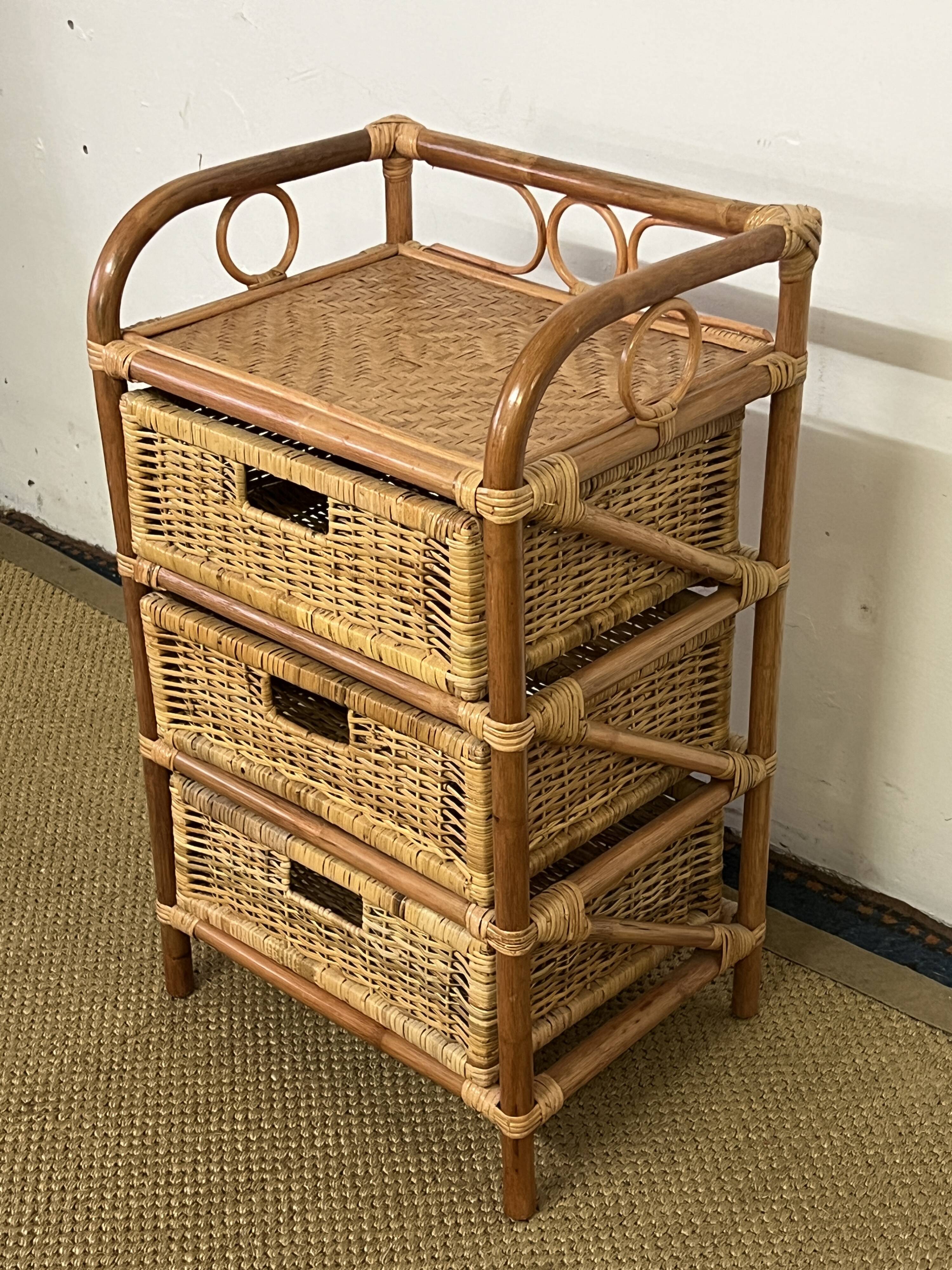 Vintage rattan chest of drawers