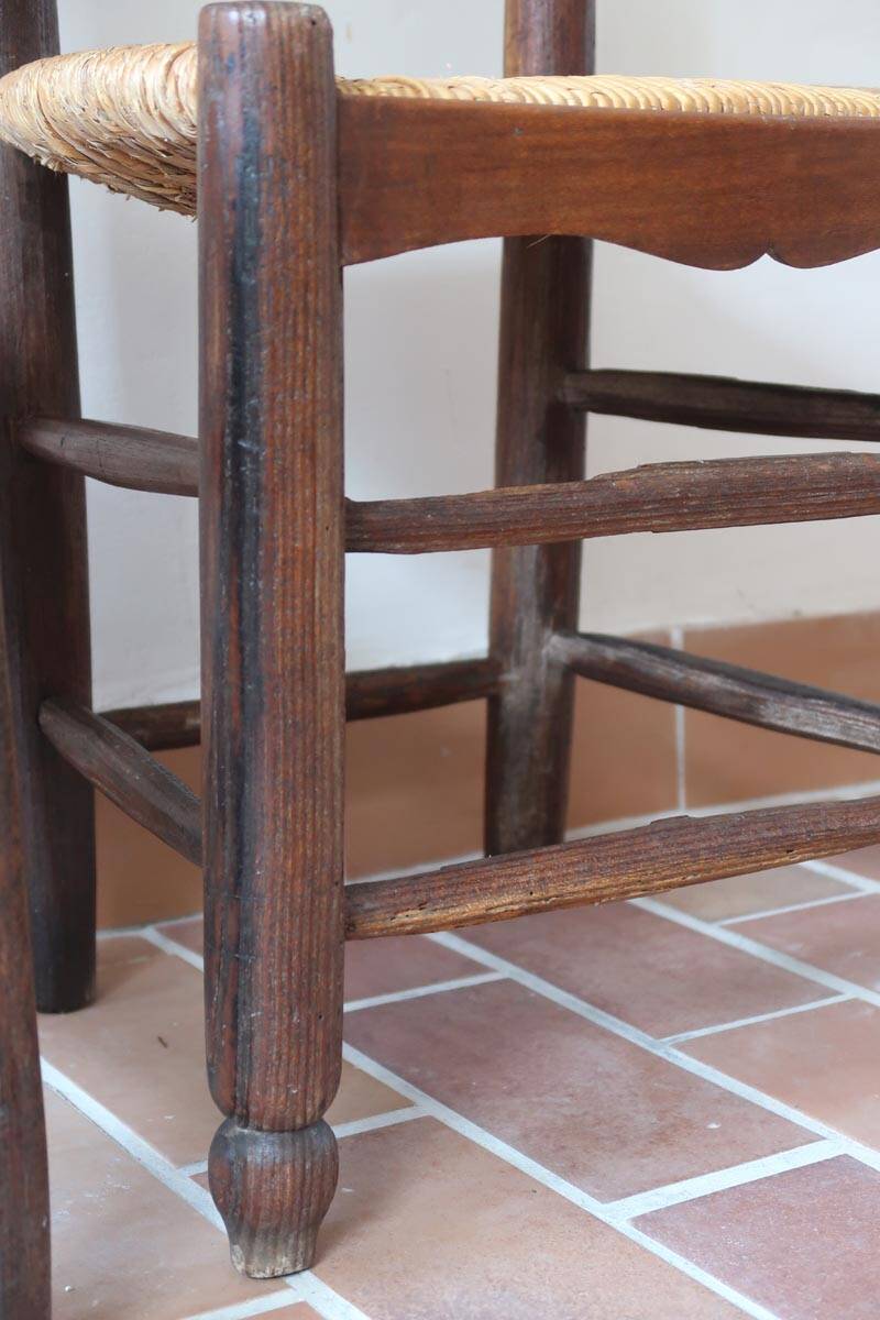 Pair of straw farm chairs