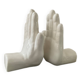 Pair of ceramic hand bookends from the 70s
