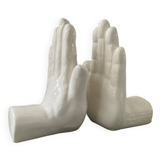 Pair of ceramic hand bookends from the 70s