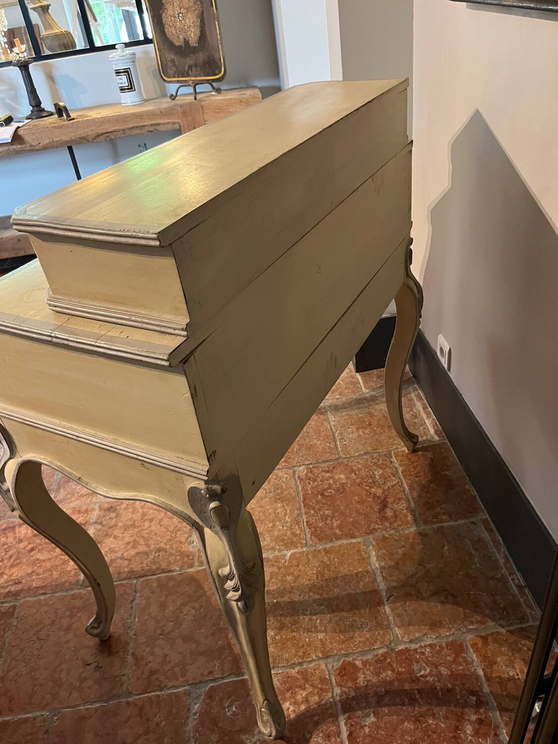 Wooden desk with patina