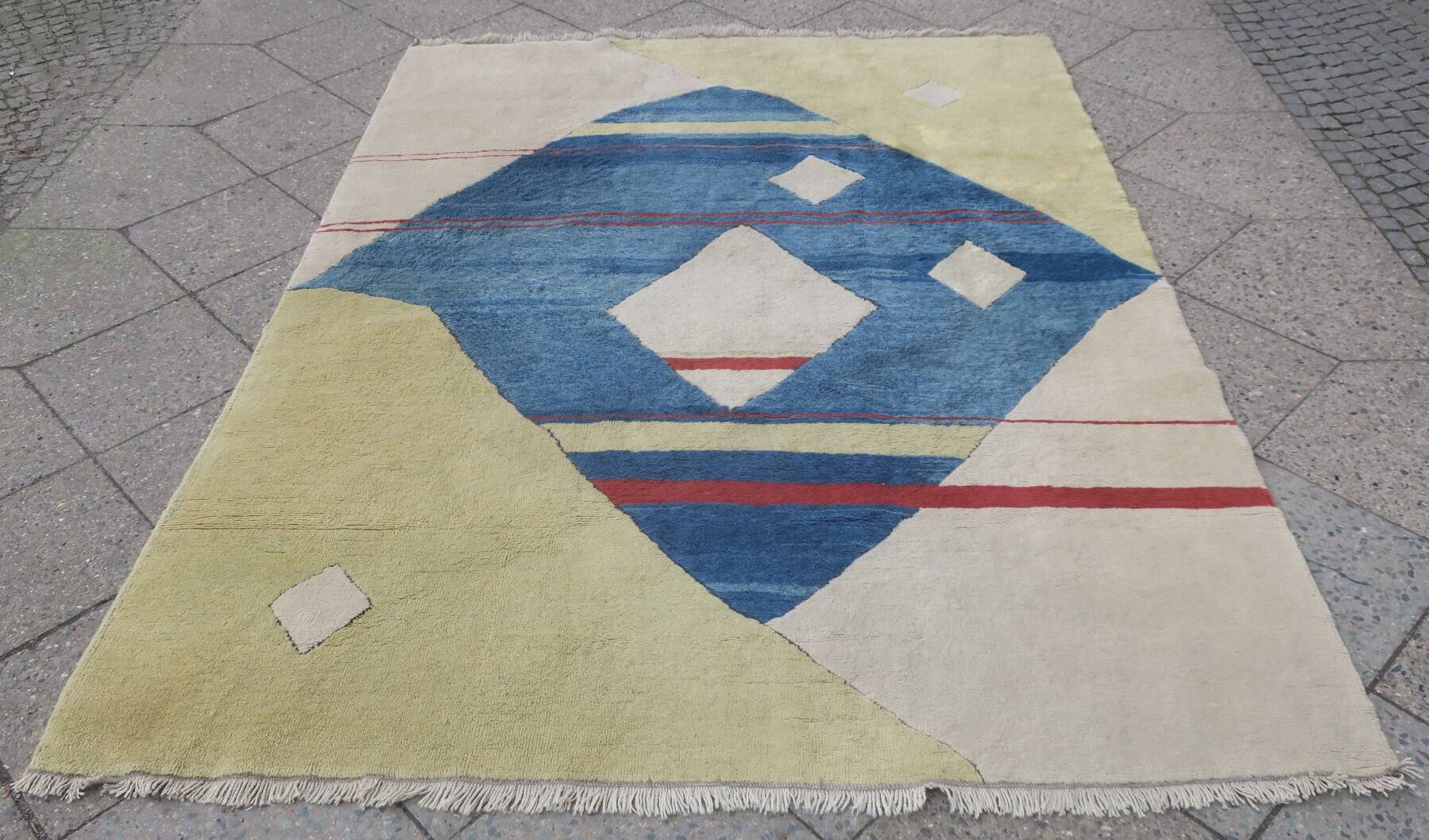Tapis Bauhaus noué à la main, années 1970