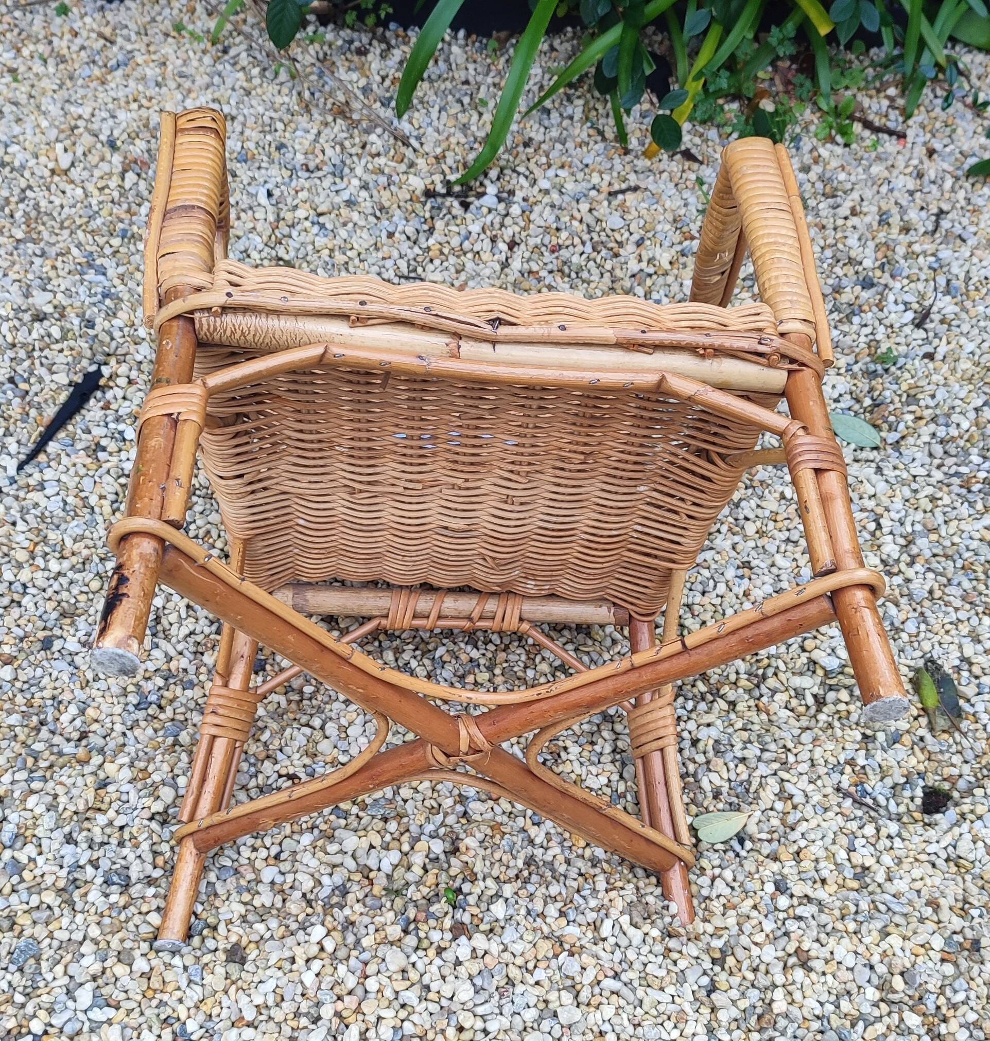 Small vintage rattan armchair/chair for children