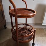 Rattan castor trolley