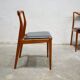Série de 4 chaises scandinaves vintage en teck et en skaï