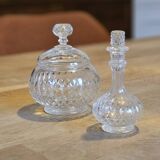 Glass objects - miniature sugar bowl and carafe