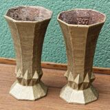 Pair of cast iron cone vases, art deco