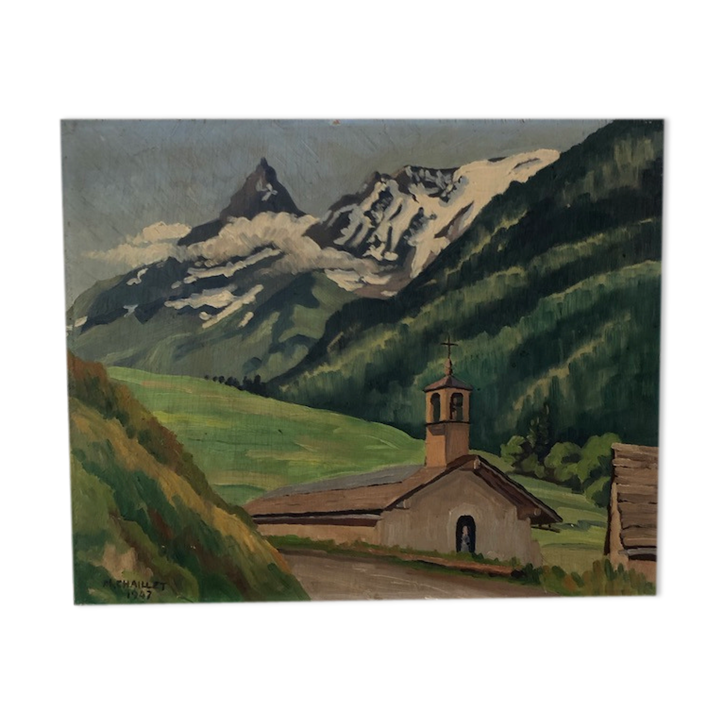 Oil painting landscape mountain 1947