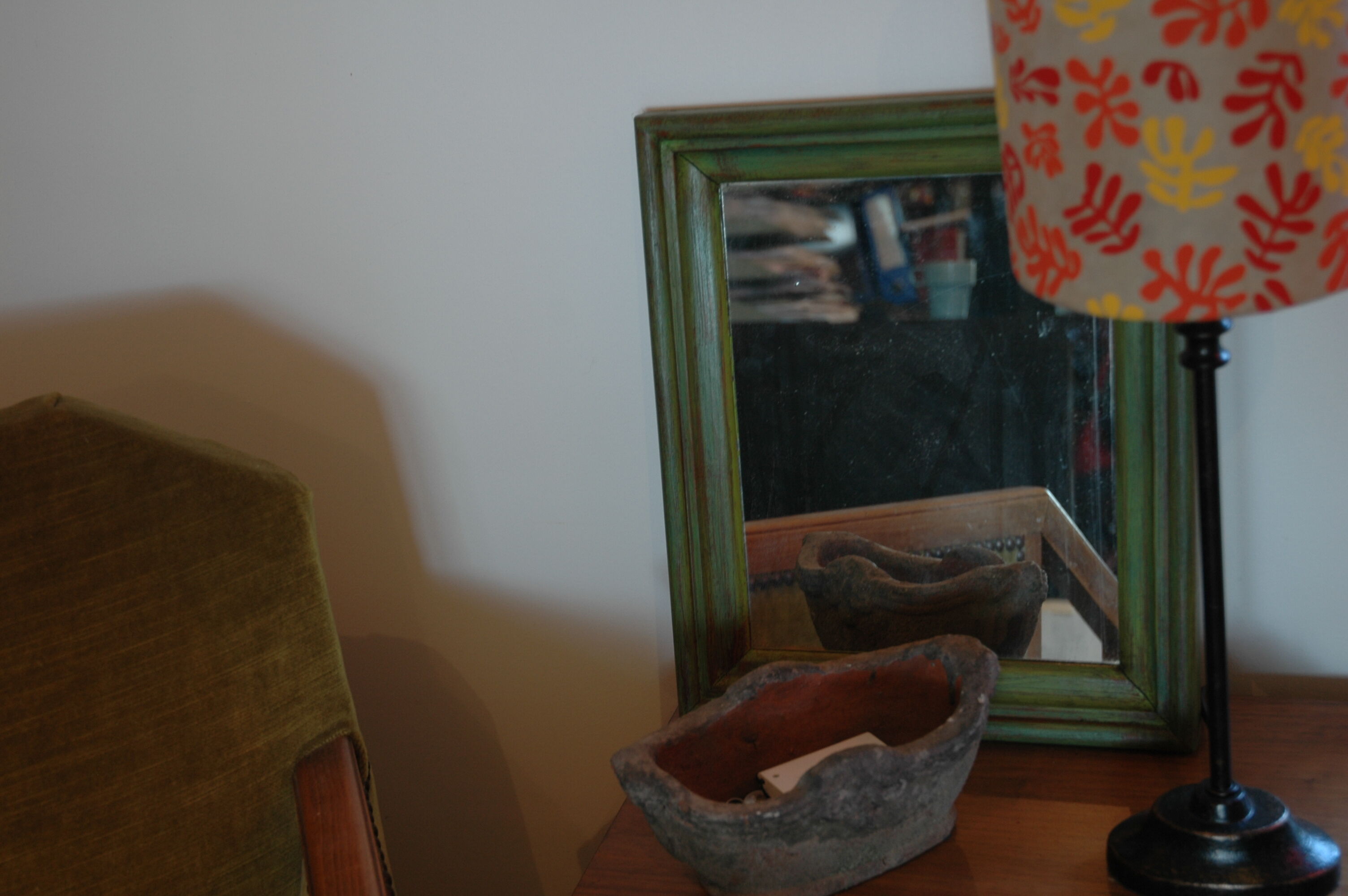 Mirror old wood green 28x34cm