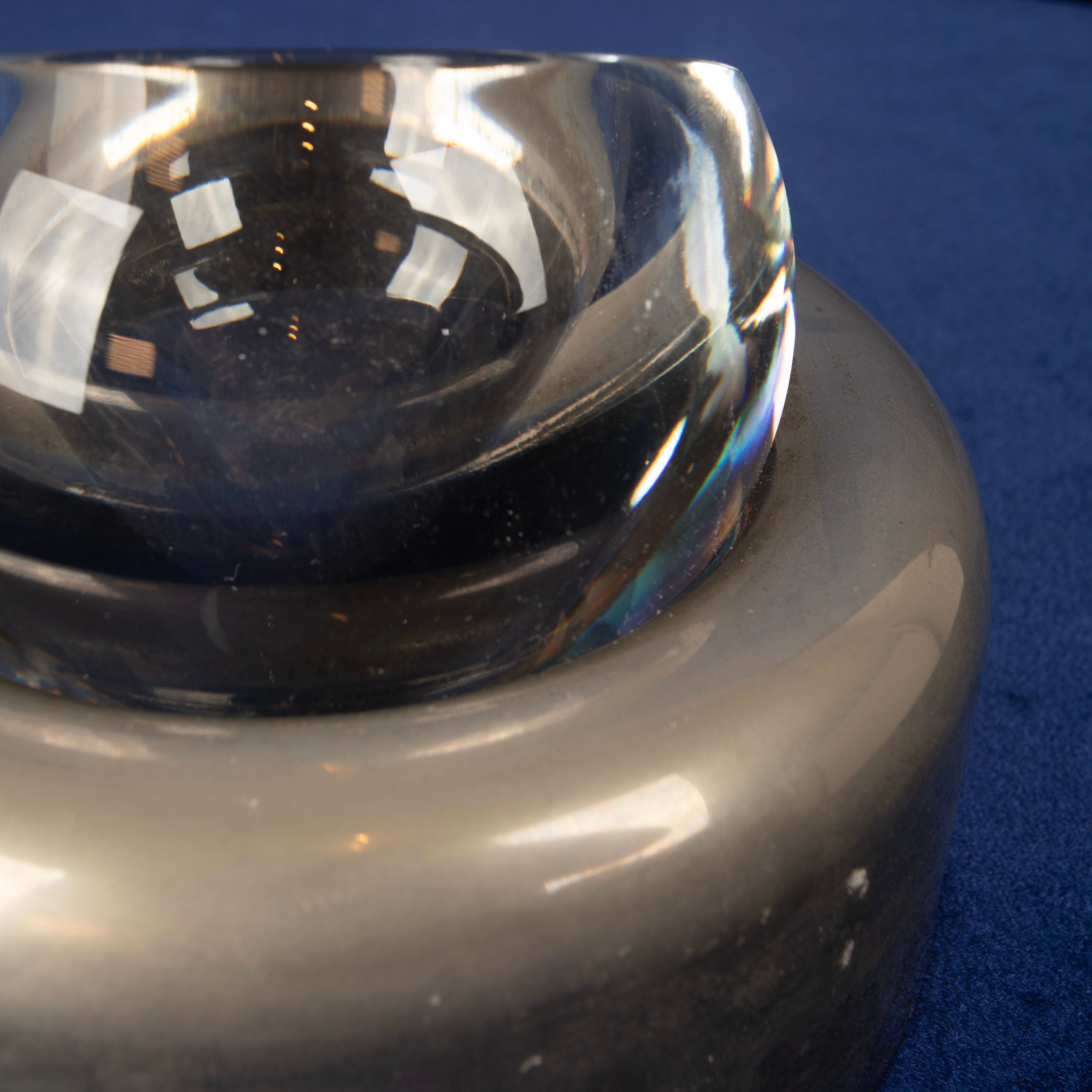 Joe Colombo Biglia Crystal and Metal Ashtray for Arnolfo di Cambio Italy 1970