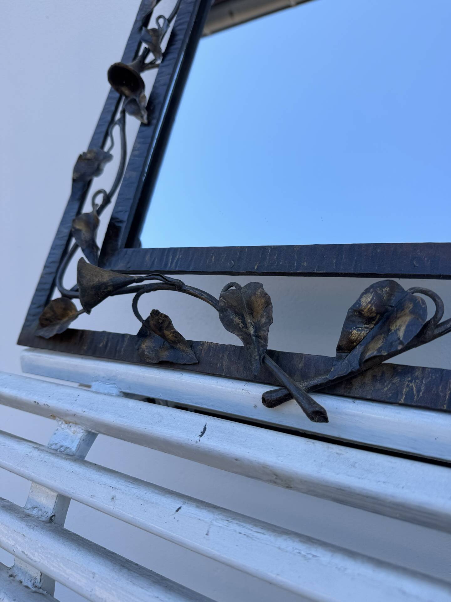 Wrought iron mirror with ivy Art Deco