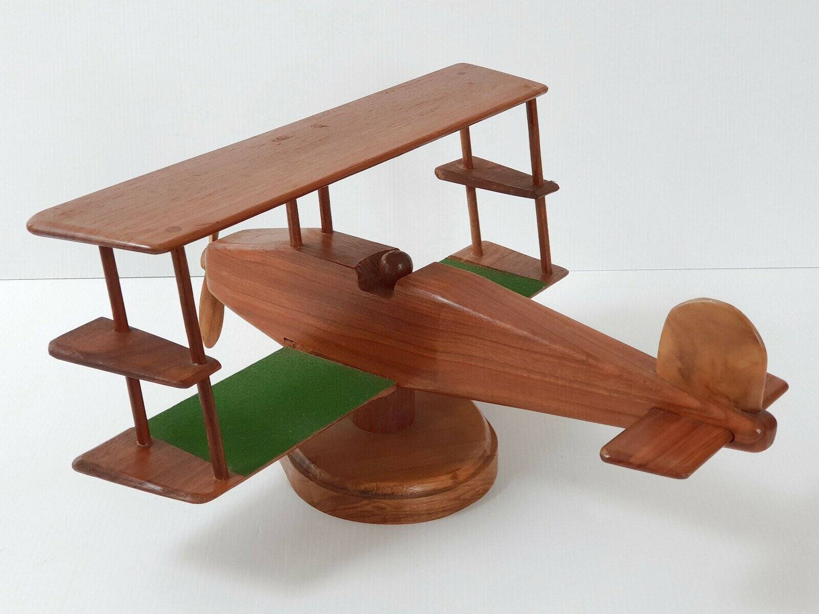 Vintage teak airplane on a stand - 1960s