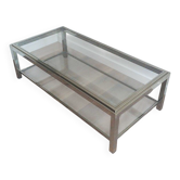 Table basse en métal chromé et verre, vers 1970