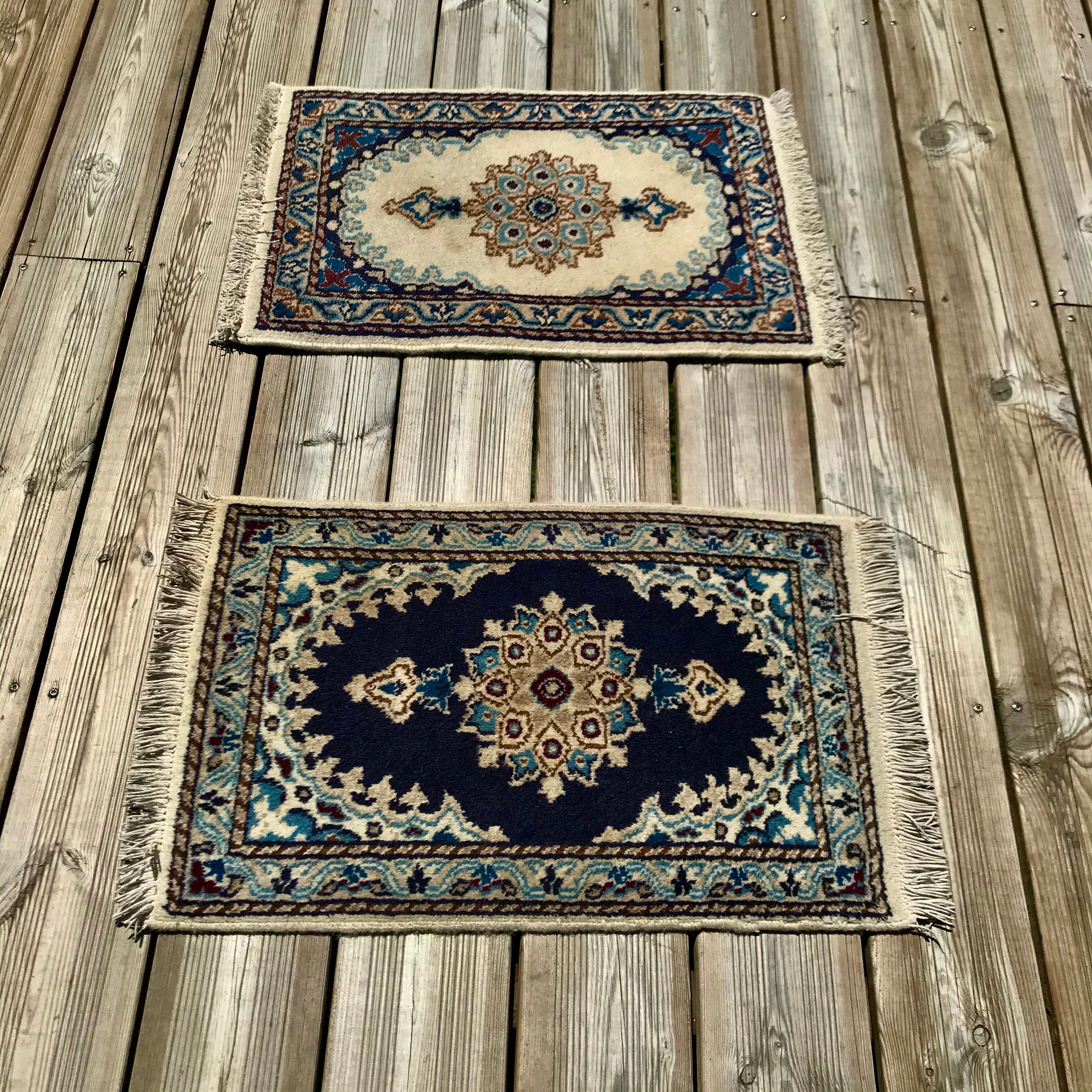 2 tapis Kashmar, Iran, anciens, en laine, noués main, 40x60 cm
