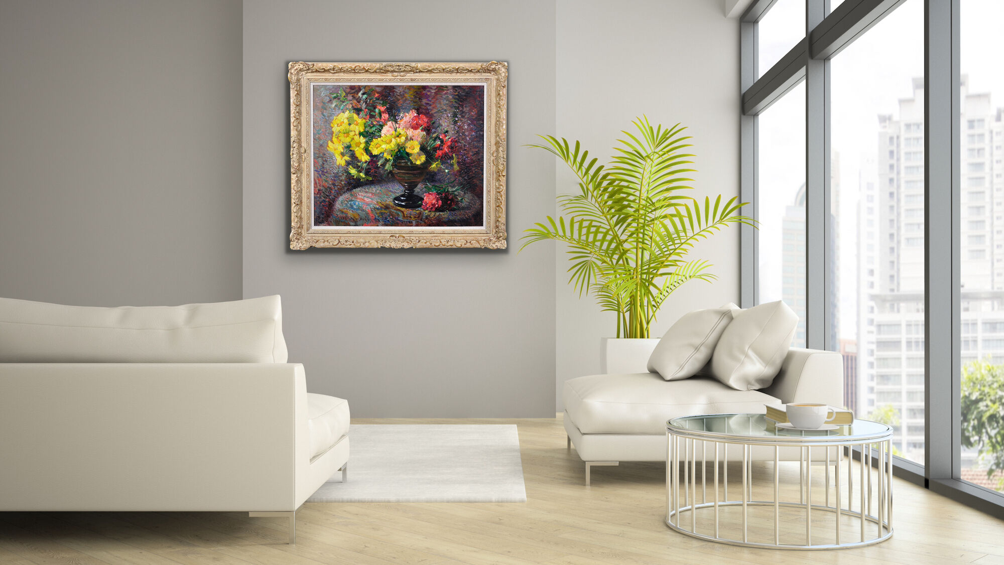 Jean Chaleye 1878-1960.Still Life Carnations & Marigolds.Framed Oil On Board.