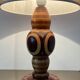 Vintage lamp in inlaid wood 60s-70s