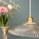 Vintage molded ribbed glass lampshade pendant light - tableware collection -
