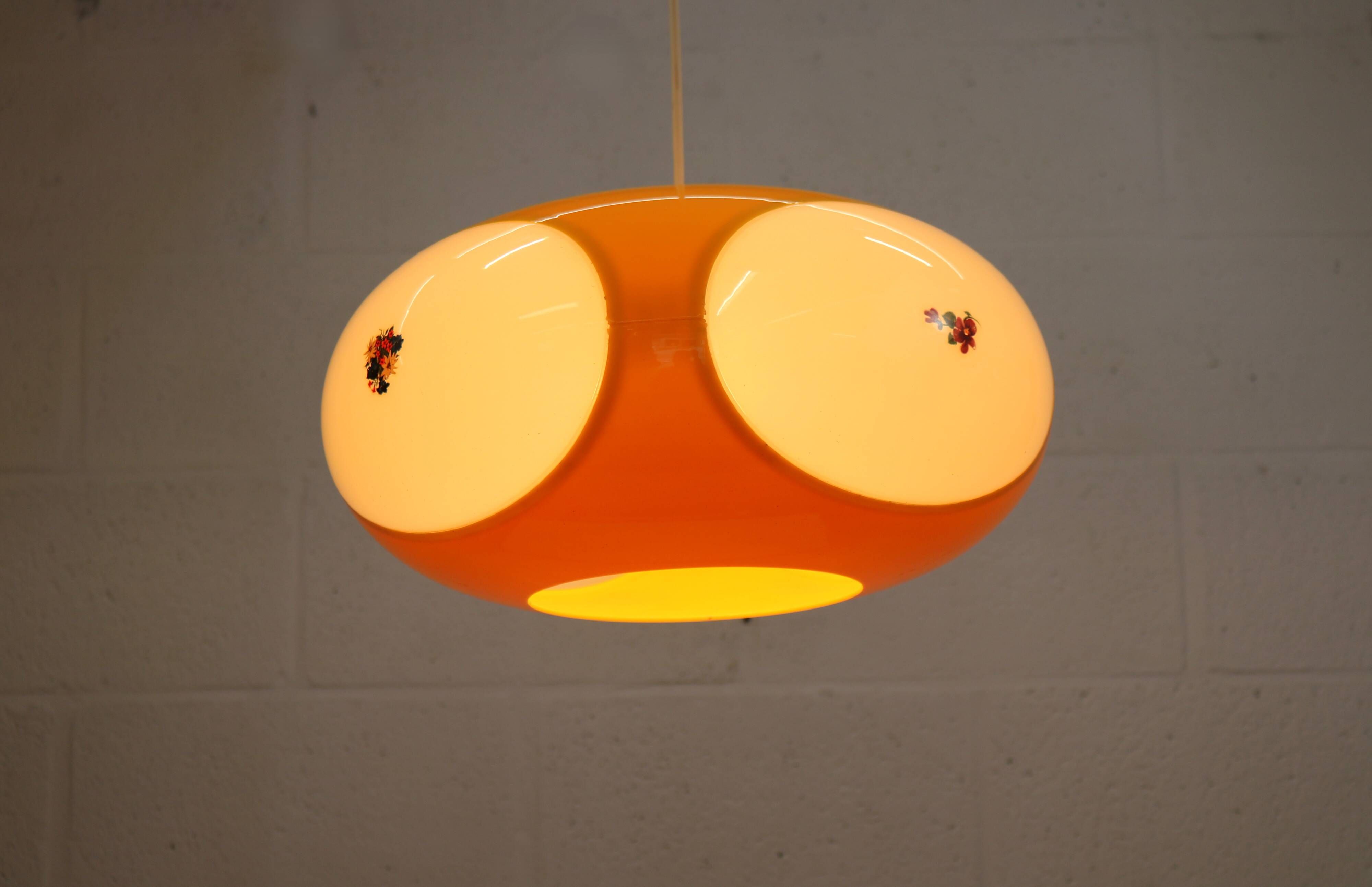 Massive Belgium Bug Eye Space Age UFO Lamp, Yellow Mid-Century Modern Light