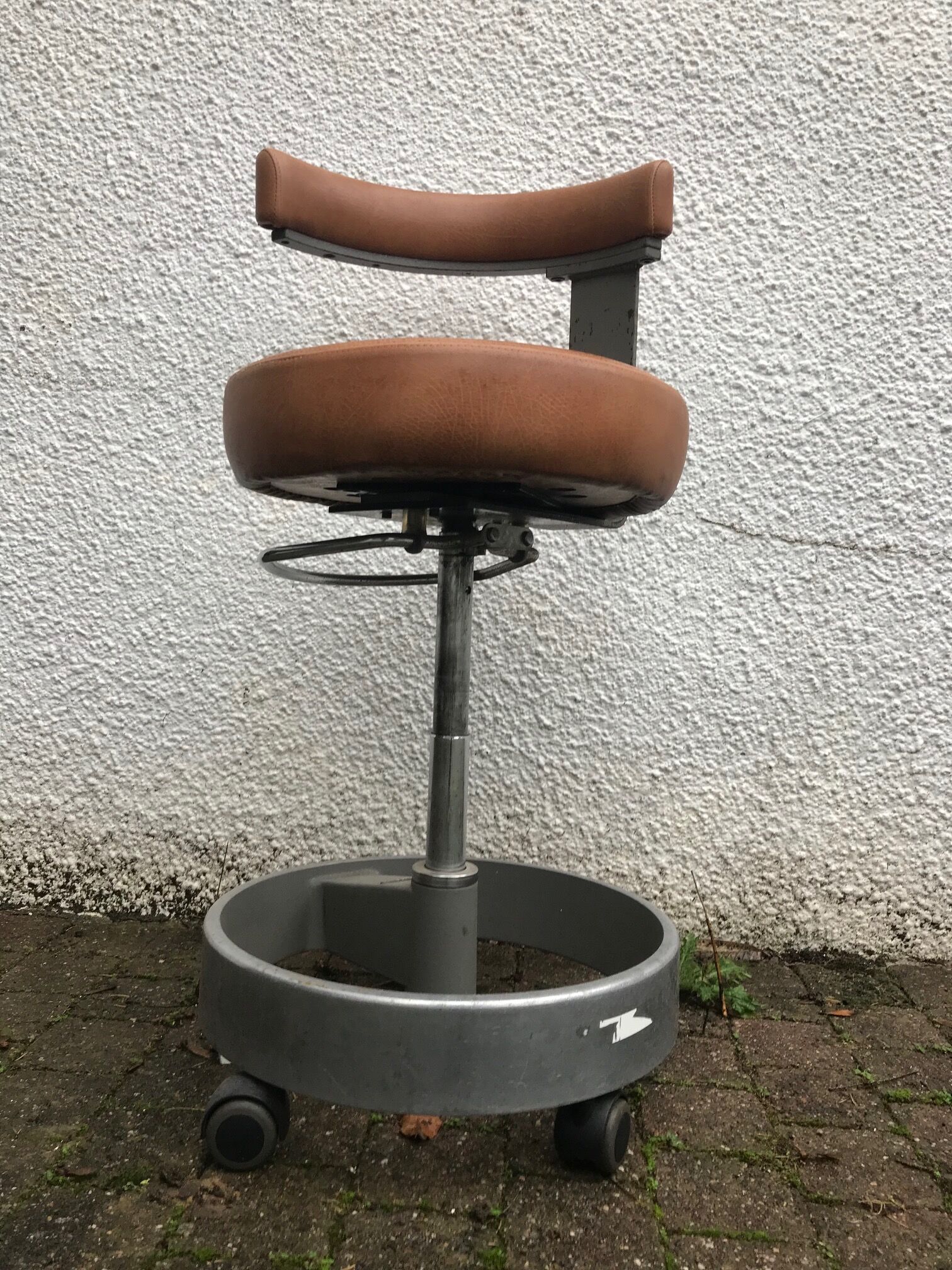 Siemens revolving and height adjustable brown industrial chair 1970