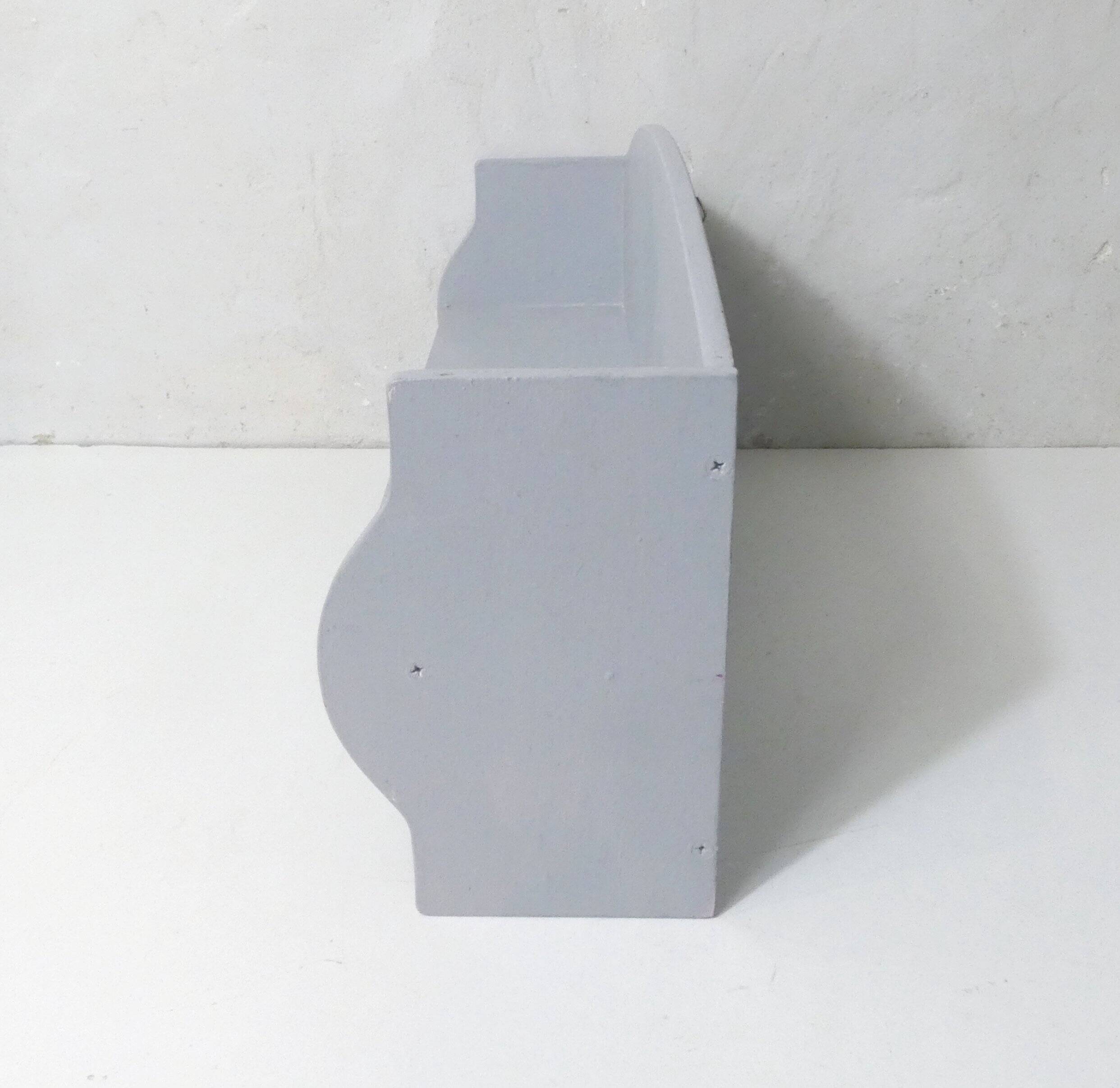 vintage grey painted wooden coat rack shelf