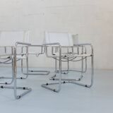 6 Fasem Italia chrome and white leather chairs