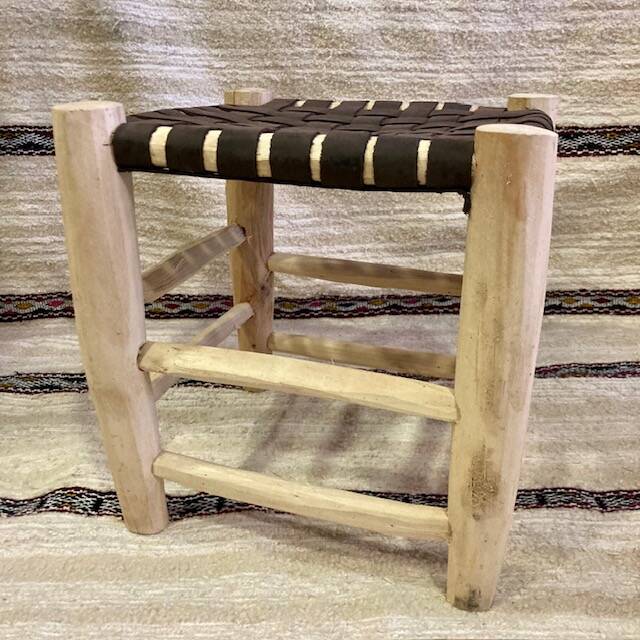 Tabouret Assise Tressée Cuir