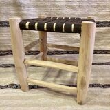 Stool with woven leather seat