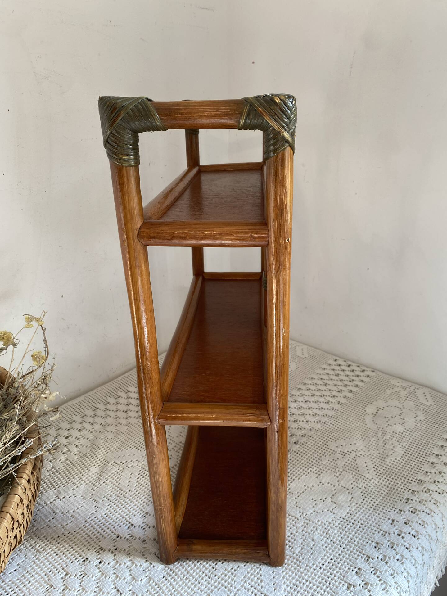 Bamboo and rattan shelf, 1970s