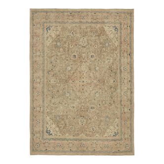 Hand-knotted persian antique 1970s 300 cm x 416 cm beige wool carpet