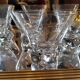 Engraved crystal glasses with twisted stems, 1960s