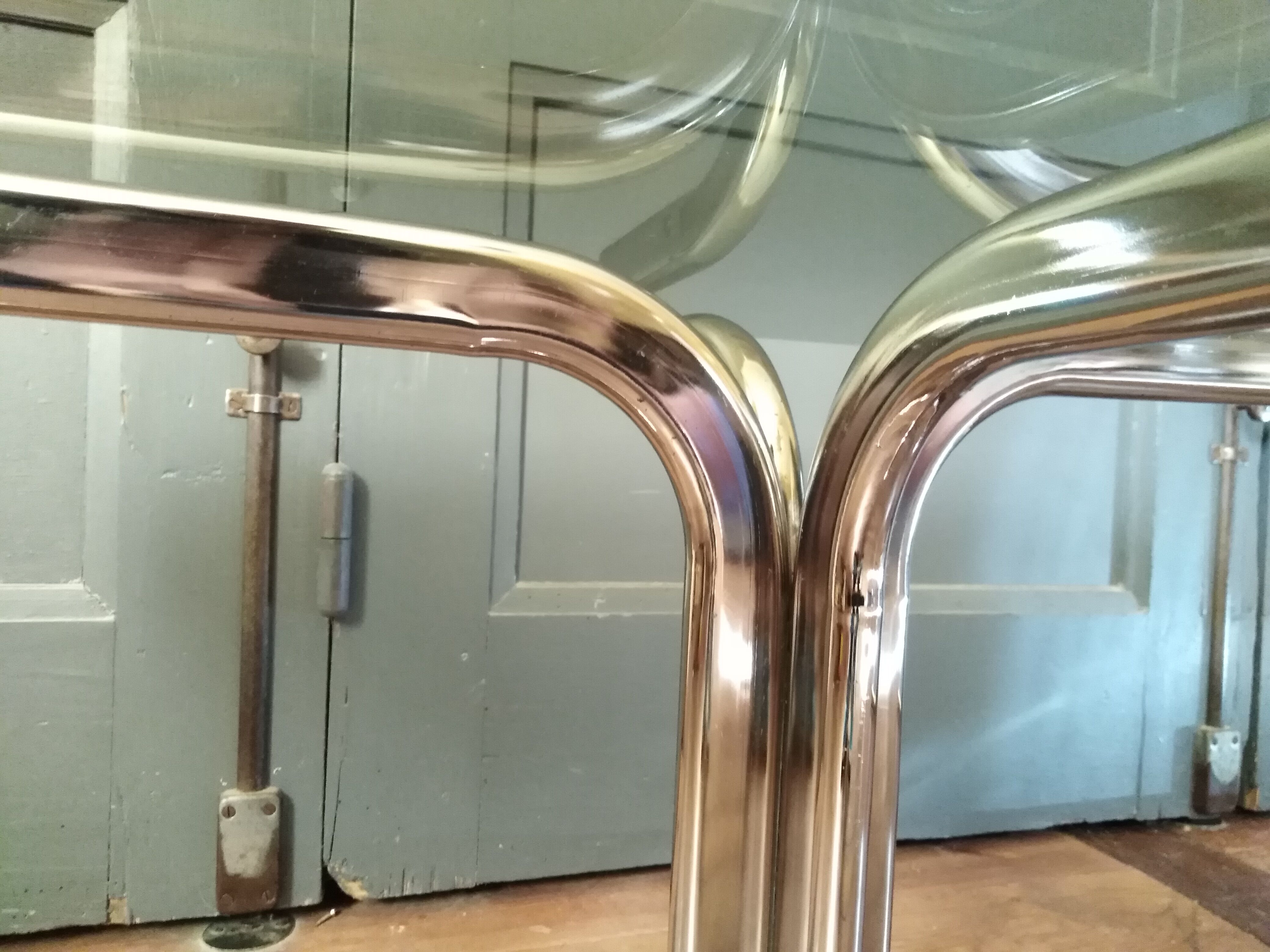 Glass and chrome coffee table 1970