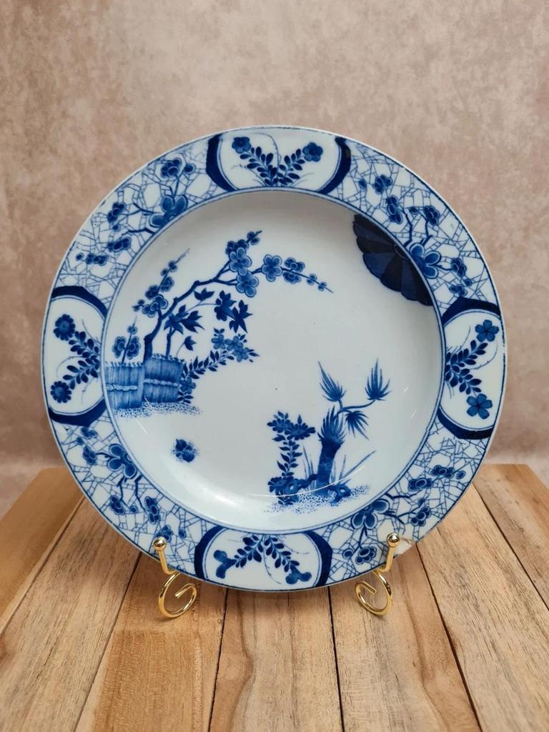Antique hollow plate Creil and Montereau Japan / Monet blue