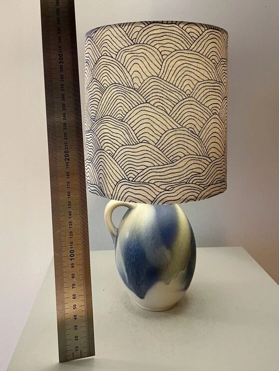 Small wireless West German pottery vase lamp with Japanese shade.