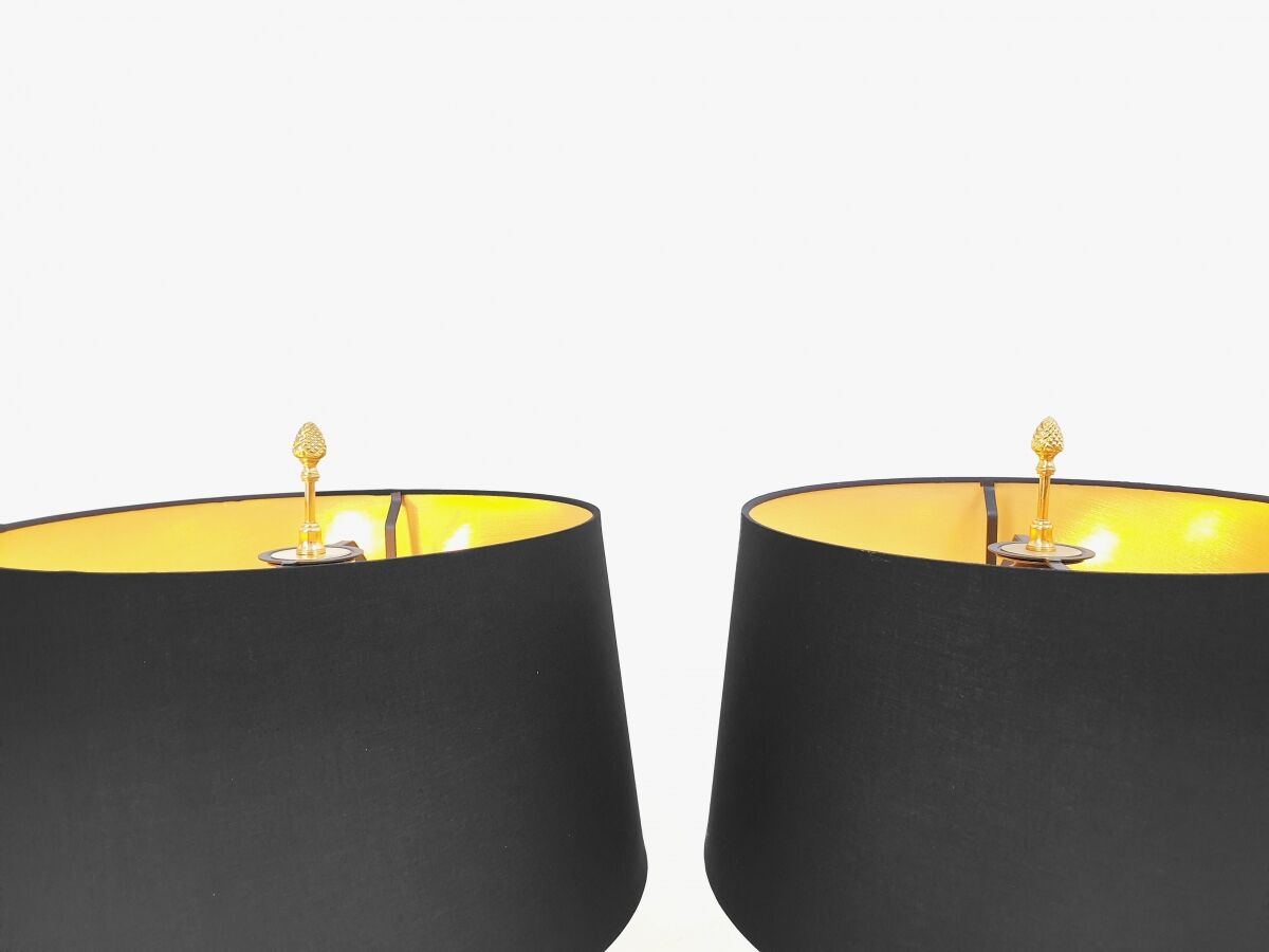 Pair of marble and brass palm lamps by Baker SA