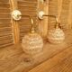 Swan neck wall lights in brass and Clichy glass