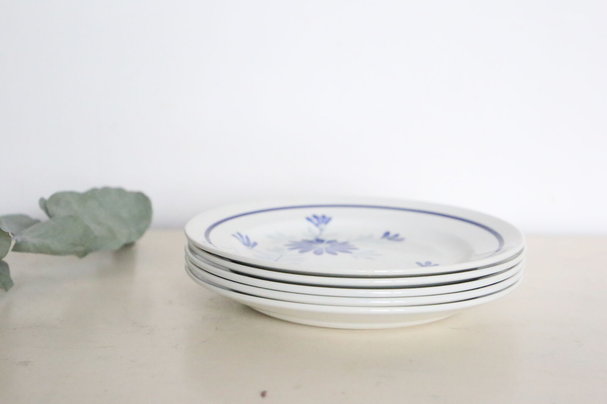 Dessert plates x 5, Saint Amand, hand-painted pattern, floral, French manufacture, vintage