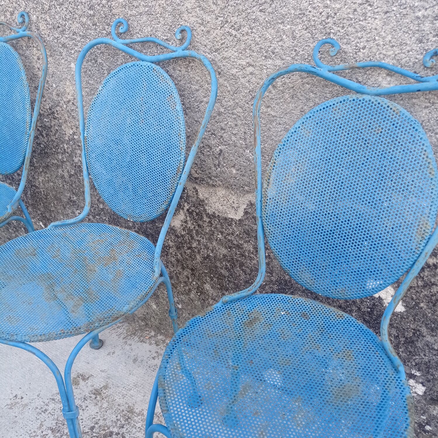 Blue garden chairs