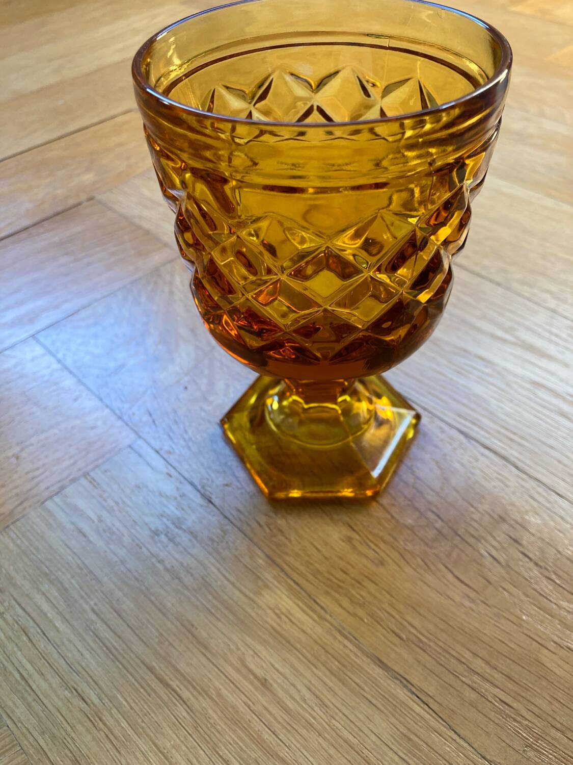 Medieval style amber stemmed glasses