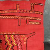 Vintage hand embroidered canvas cushion