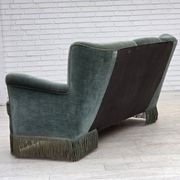 1960s, 3-seater Danish sofa, green furniture velour.