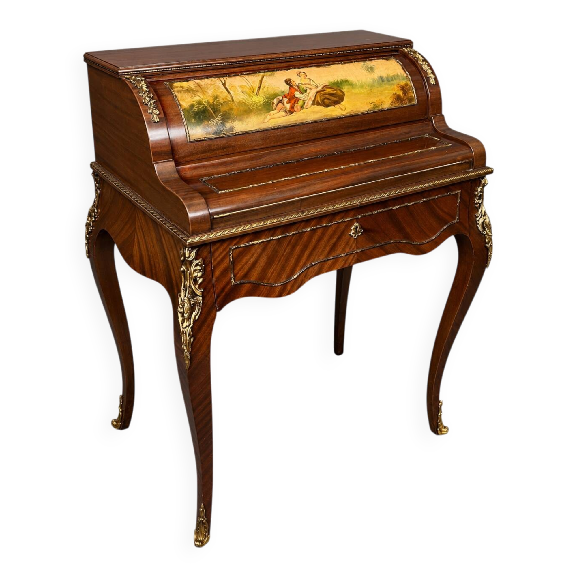 Louis XV style cylinder desk with gilded bronze mounts.