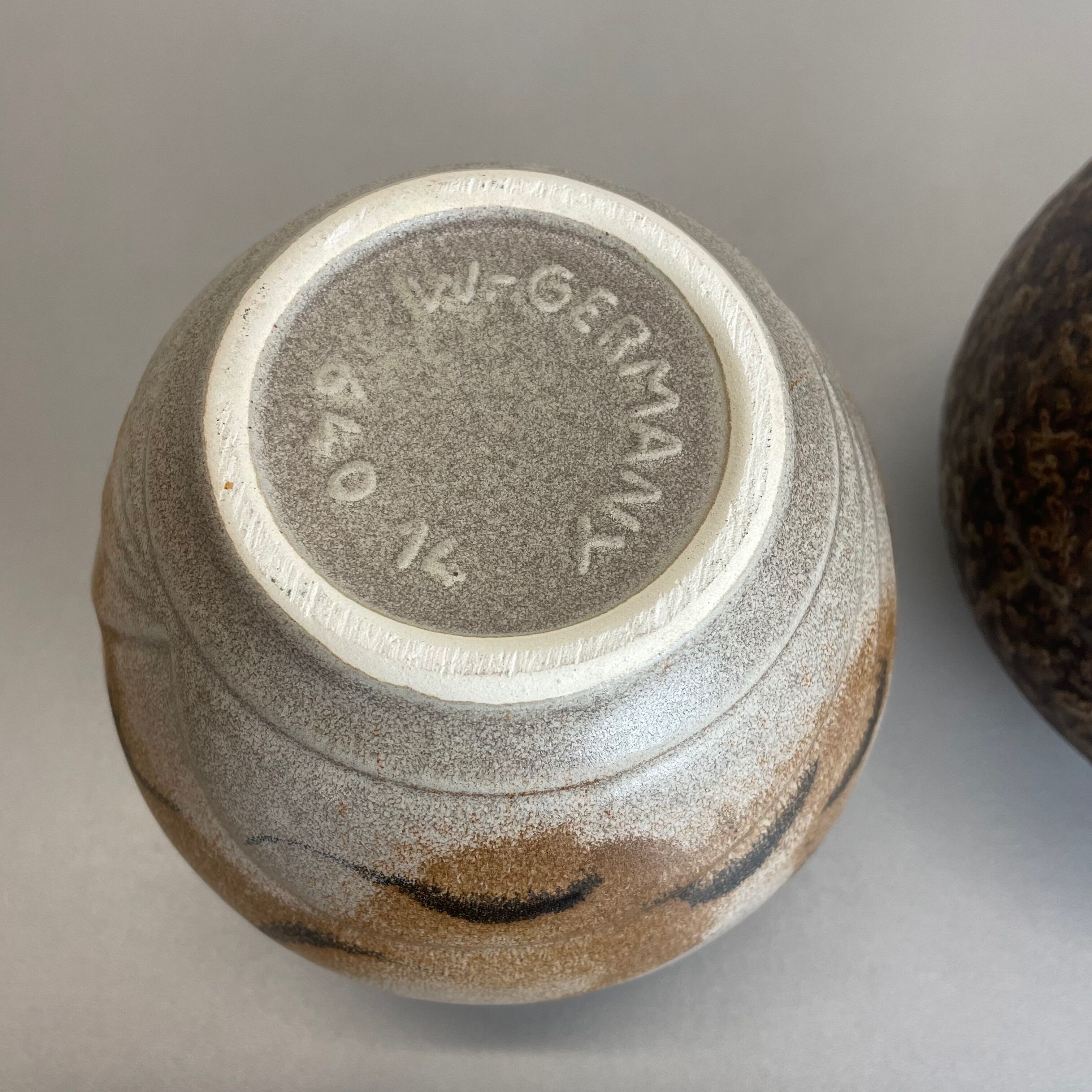 Set of 2 Multi-Color Fat Lava Op Art Pottery Vase Made Bay Ceramics, Germany