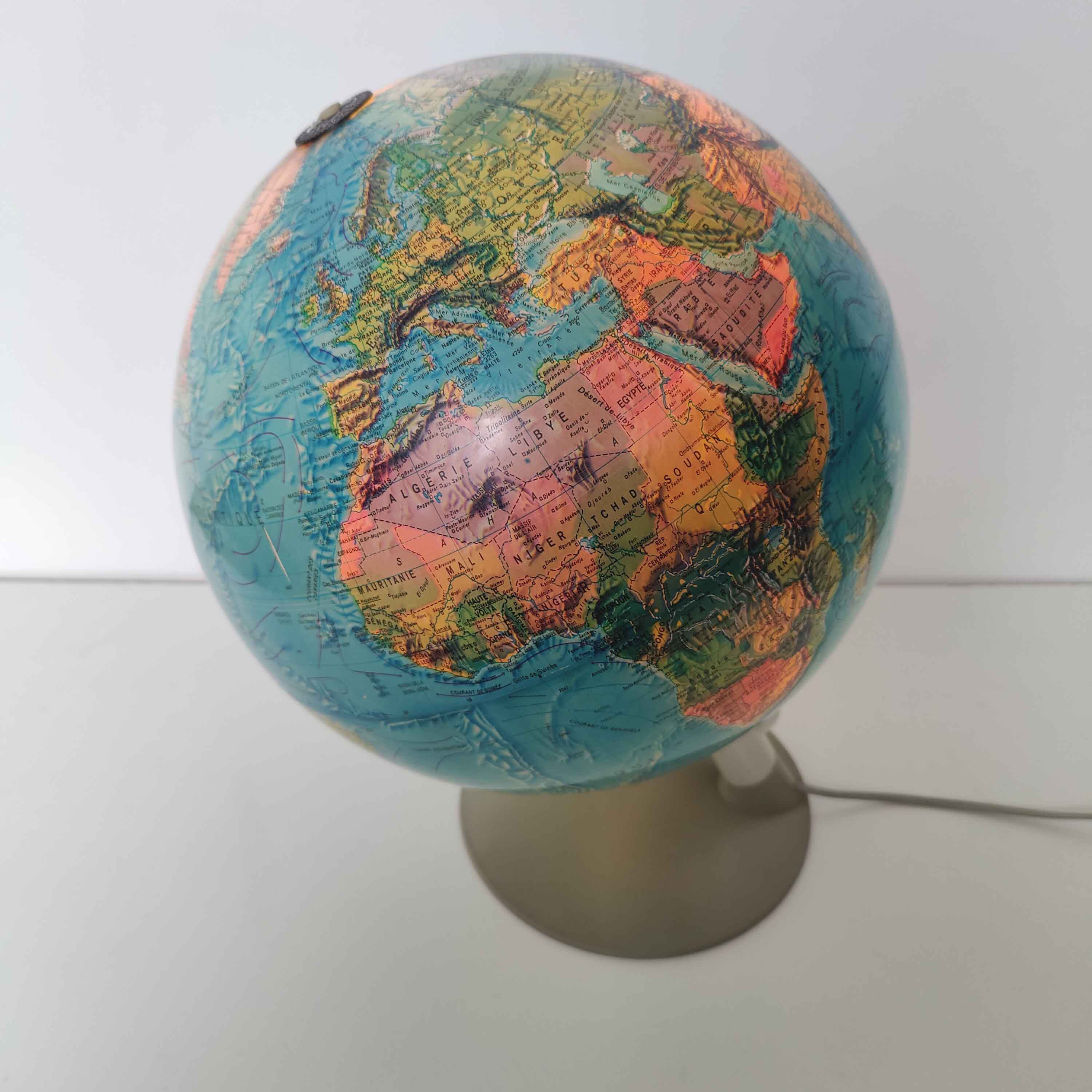 Vintage globe luminous world map Scan Globe Denmark 1973