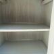 Vintage Parisian cupboard with 1 door, 1 drawer, reimagined in grey-green.