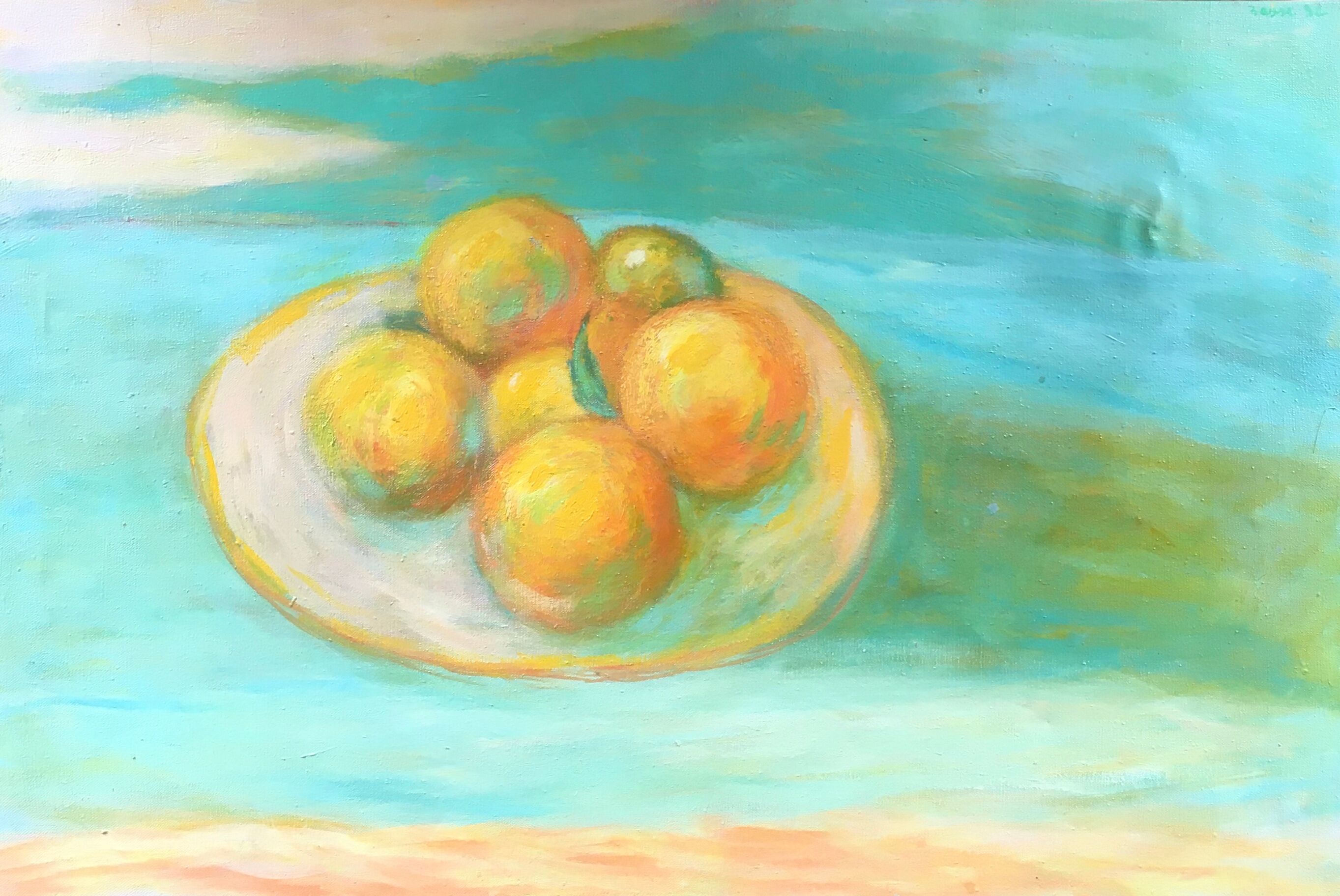 Table cut of oranges