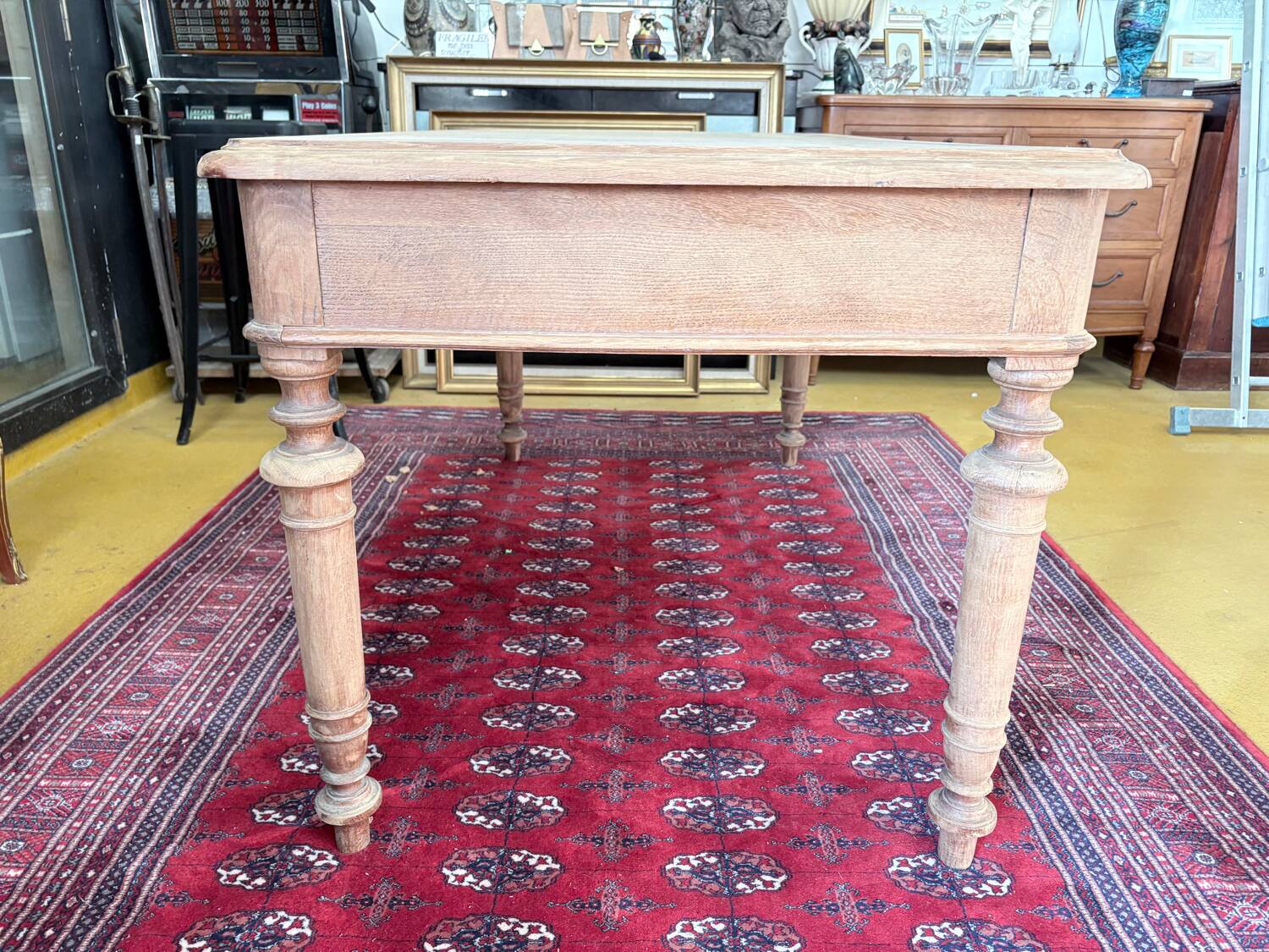 Large table / antique desk in chestnut – light patina