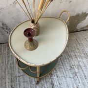 Desserte, table roulante en rotin années 60